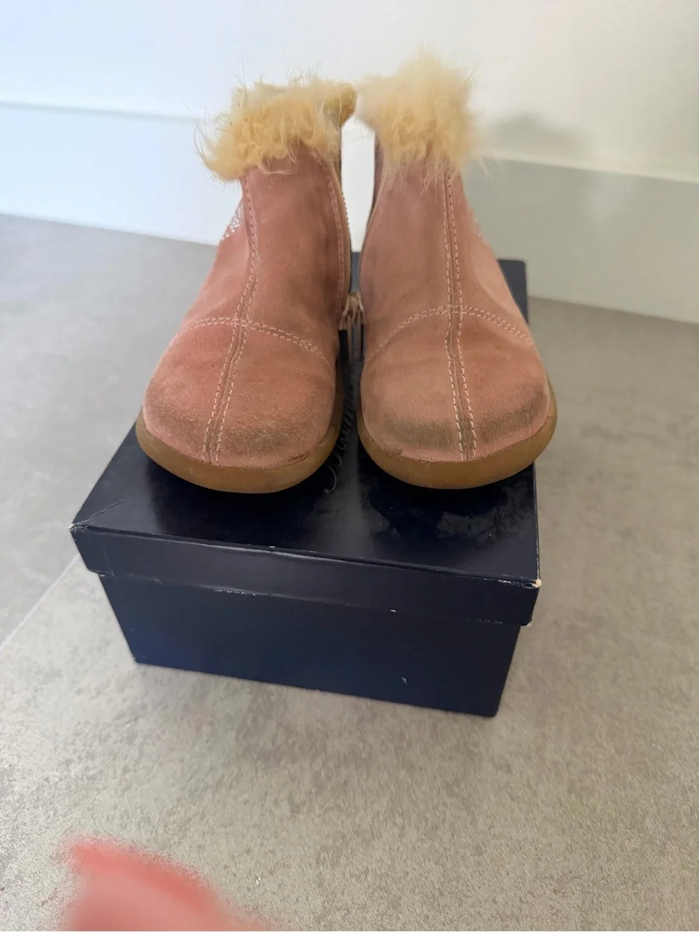 Blumarine Pink Suede Baby Boots with Gum Sole